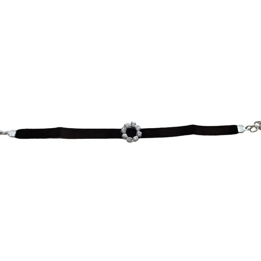 NEW Vintage 90's Y2K 2PC Velvet and Rhinestone Bracelet in Brown and Black